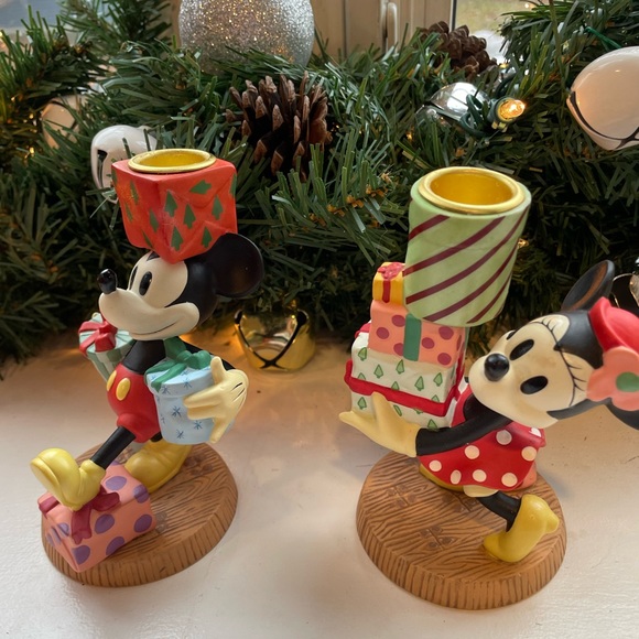 Mickey’s season of song taper candleholders Christmas Mickey & Minnie Disney ‘97 - Picture 5 of 16